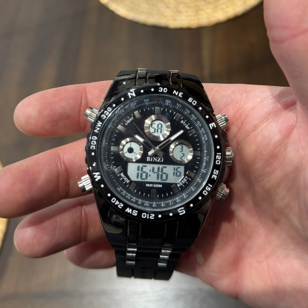 Binzi 1605 Black and Silver Men's Watch